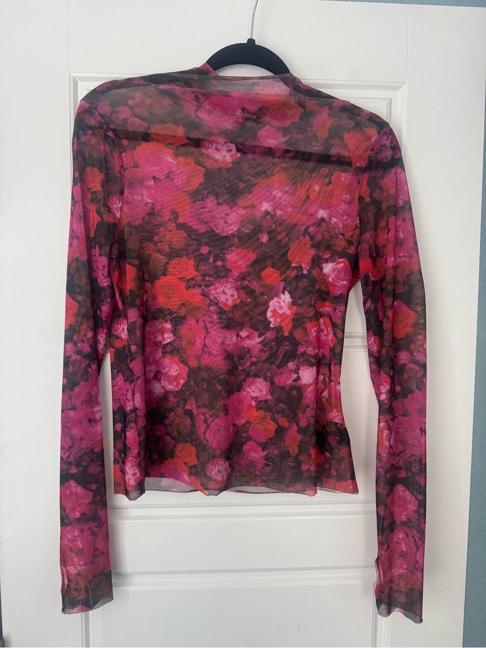 Steve Madden Pink Floral Sheer Long-Sleeve Top